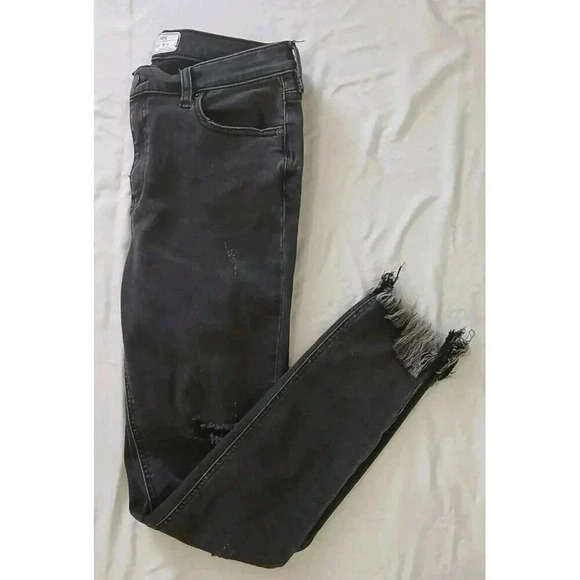 Free People Denim - Free People Skinny Ankle Black Distressed Ripped Jeans 61855-16515125 Size W28